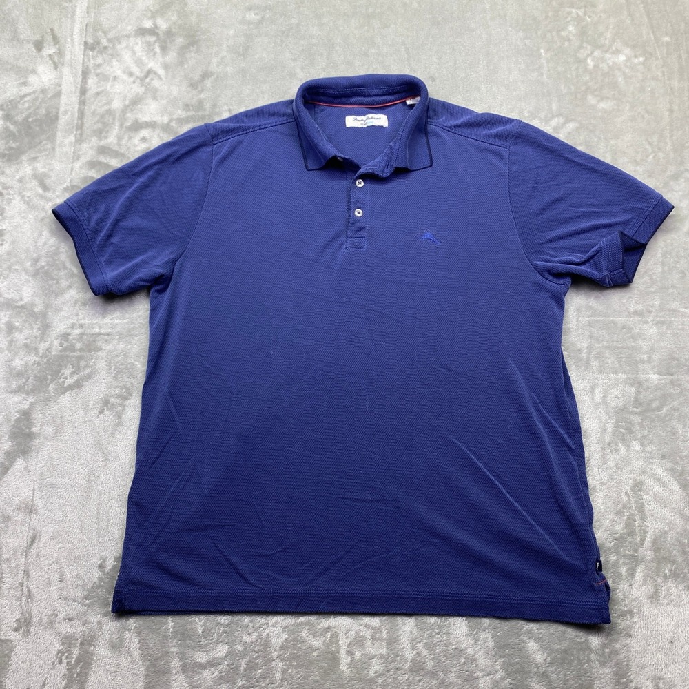 Tommy Bahama IslandZone Mens Large Purple Tencel Coolmax Polo Shirt Short Sleeve